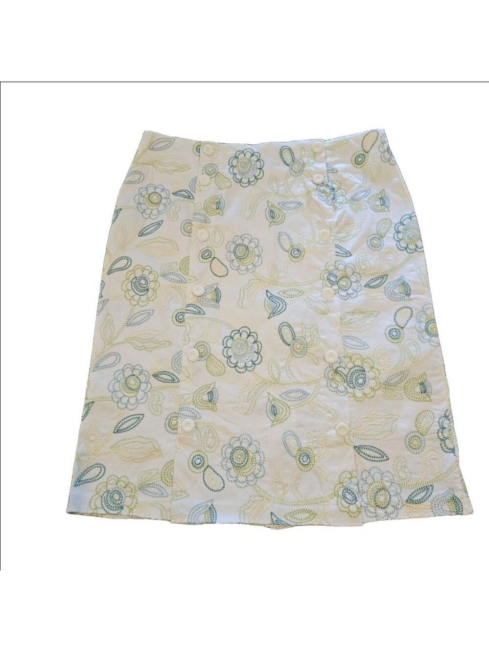 Women's Vintage Ann Trinity Pencil Skirt Size 4 White Floral-Multi